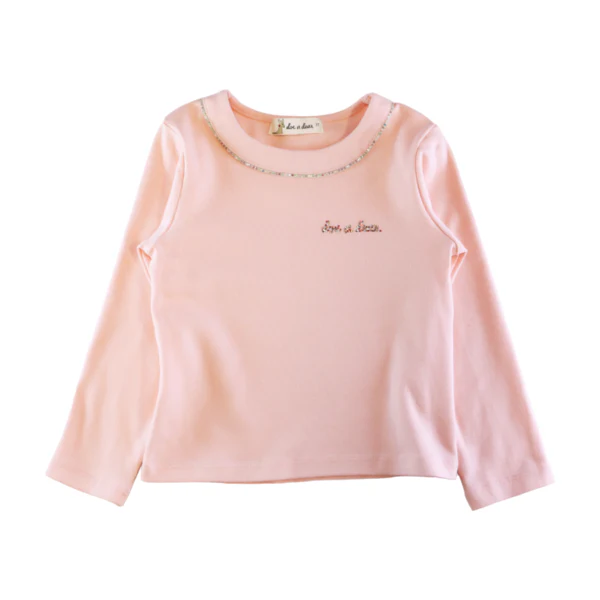 Multi Color Rhinestone on Pink Tee
